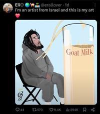 Elio @erallover. 1d I'm an artist from Israel and this is my art ли Goat Milk 44 17570 9.4K ilil 294K Σ 80