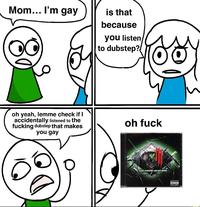 Mom... I'm gay is that because you listen to dubstep? oh yeah, lemme check if I accidentally listened to the f------ dubstep that makes you gay oh f--- SCARY MONSTERS AND NICE SPRITES PARENTAL ADVISORY