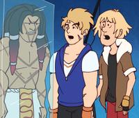 I sure am glad he's frozen in there and we're out here!