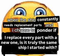 when the ship constantly needs replacement parts and i choose to ponder if I replace every part with a new one, is it truly the same ship I started with?