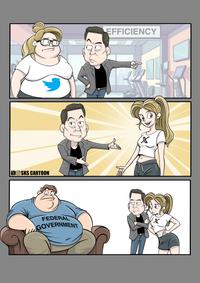 XOSKS CARTOON FEDERAL GOVERNMENT EFFICIENCY