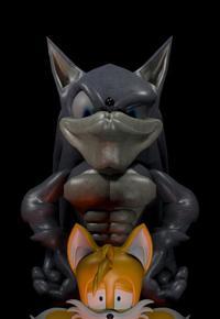 Zesty Sonic Towering Over Tails