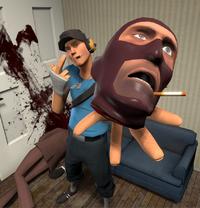 Scout Holding Spy's Severed Head