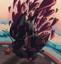 A love-themed fan art based on the 2024 indie video game Webfishing.