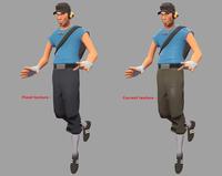 Comparison of BLU Scout's pants textures
