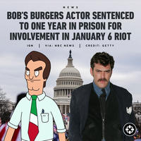 NEWS BOB'S BURGERS ACTOR SENTENCED TO ONE YEAR IN PRISON FOR INVOLVEMENT IN JANUARY 6 RIOT IGN | VIA: NBC NEWS | CREDIT: GETTY