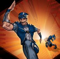 A fan art of Sportacus from _LazyTown_ outrunning A-Train from _The Boys_