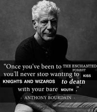 FOREST "Once you've been to THE ENCHANTED you'll never stop wanting to KISS KNIGHTS AND WIZARDS to death with your bare мOUTH ANTHONY BOURDAIN "