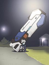 A Blue Archive fan art based on the Humongous Sword Guy image