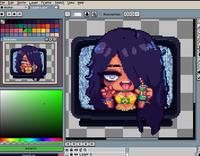 File Edit Sprite Layer Frame Select View Help Home x sadako.ase Preview #42b735 ፈሰፈ ተፈ 1PX Pixel-perfect LUETUNUVO 1: Layer 8