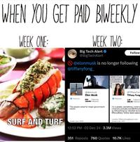 WHEN YOU GET PAID BIWEEKLY WEEK ONE: WEEK TWO: Big Tech Alert @BigTechAlert Follow @elonmusk is no longer following @tiffanyfong trafire et utc species in utrin to inrests ord "Debi Dedrase Lawy And FIL in sapertural type SURF AND TURF Premium @elonmusk Elon Musk 854 Following 206.6M Followers The people voted for major government reform Joined: June, 2009 Premium @TiffanyFon Tiffany Fong 1.6K Following 289.2K Follower Im a potato. sometimes, i intervi criminals youtube.com/@tiffany ig: tiffanyfong my retarded acco tiffanyxfong follow back subscr Location: Uffanyxfong@gmail.com Joined: Juno, 2011 12:52 PM 02 Dec 24 3.3M Views 351 Reposts 760 Quotes 10.7K Likes