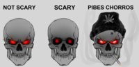 A Not Scary / Scary Skull meme referencing Argentinian band Pibes Chorros