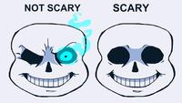 An Undertale meme based on the Not Scary / Scary Skull meme format