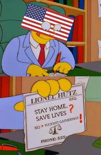 LIONEL HUTZ ESQ STAY HOME, SAVE LIVES ? NO F------ GATHERINGS PHONE: 555-