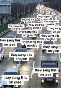 A They Sang This on Glee meme based on the Real People in Other Cars meme