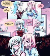 @Veguinsky 10.00 R-REALLY? YOU HAVE A CAT TOO? CAN I SEE IT? WHERE'S THE KITTY? A URGIS D WALPURG MEOW~ G 122 YEP, SURE : LOCK"