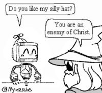 Do you like my silly hat? You are an 'enemy of Christ. @Nyazsche