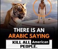 A version of There Is an Arabic Saying meme recaptioned to "Kill All American People".
