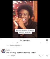 A "TikTok":https://knowyourmeme.com/memes/sites/tiktok comment about underground "rapper":https://knowyourmeme.com/memes/cultures/rap-hip-hop Osamason and "the way he smile actually so tuff." The comment was mocked in posts that perceived it as "glazing":https://knowyourmeme.com/memes/glazing-slang.