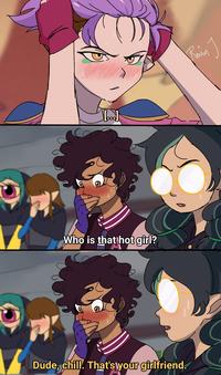 [oool Who is that hot girl? A Dude, chill. That's your girlfriend. Rain J