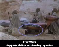 moviemistakes.com Star Wars Supports visible on "floating" speeder