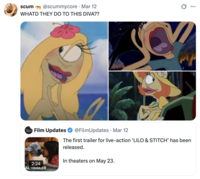 A tweet reacting to Pleakley as depicted in the trailer for the live-action remake of the 2002 "Disney" animated movie _Lilo and Stitch_.