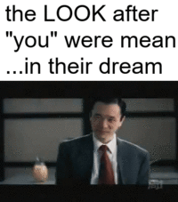 the LOOK after "you" were mean ...in their dream