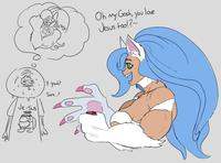 Je-Sus Y... yeah? Sure...? Oh my Gosh, you love Jesus too!?~