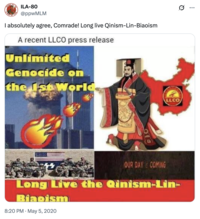 Earliest known post featuring a meme showing Qin Shi Huang, the first Chinese Emperor, throwing fireballs at the "Twin Towers":https://knowyourmeme.com/memes/events/september-11th-2001-attacks alongside text that reads, "Unlimited Genocide on the First World."