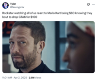 _Mario Kart World_ was announced during a Nintendo Direct presentation on April 2, 2025, and is scheduled for release on June 5, 2025, alongside the Switch 2. Several internet users reacted to the announcement as well as the $80 price tag attached to the game soon after it was announced.