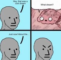 Hey, that was a cool dream Just now! About the... What dream?