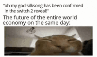 "oh my god silksong has been confirmed in the switch 2 reveal!" The future of the entire world economy on the same day: