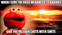WHEN I GIVE THE BOSS WEAKNESS TO RADIANT imgflip.com AND THE PALADIN CRITS WITH SMITE