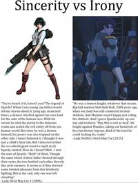 Both these characters share the same name, but they're definitely two separate characters. One is a very sincere description of the backstory of the series, while the other is just the "X if it was written by Vivziepop" meme.