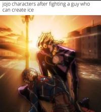 jojo characters after fighting a guy who can create ice