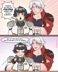 THERE'S NO WAY MY F------ SWEAR JAR IS FULL ALREADY!!! о LADY'S SWEAR DANTE'S SWEAR JAR JAR HEY! AT THIS RATE WE'LL END UP SAVING A LOT OF MONEY! heh LADY'S SWEAR DANTE'S SWEAR JAR JAR ♥DangerousBride