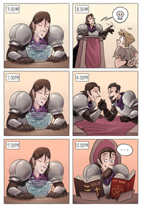 Melehan from The Obsidian Archives taking part in a wholesome meme.