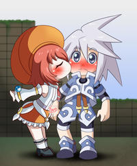 Namco.- Tales of Symphonia: Genis Sage helps Seles Wilder to find a special medicinal plant for her disease
https://www.deviantart.com/kamiraexp-commission/art/CM-19-Meteorstom-834307852