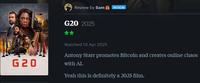 Review by Sam PATRON G20 2025 G20 Watched 10 Apr 2025 Antony Starr promotes Bitcoin and creates online chaos with AI. Yeah this is definitely a 2025 film.