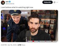 tom @anonbirdd i cant believe what im watching right now sanAbi POLICE Subscribe 0 wake up mister easy: mister come : Wake up Ethan mama Trump : wake up intan Communist114: Wake up Ethan BC 123 4:28 PM Apr 16, 2025 2.7M Views HASANABI HASANABI HASANTHEHUN HASANDPIKER HASANDPIKER