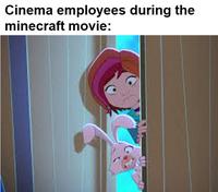 Cinema employees during the minecraft movie: