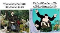 Venom Snake with the fauna in 84 Naked Snake with all the fauna in 64