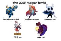 The 2025 nuclear family Neurodivergent dad Transgender aunt Nonbinary bug ADHD son 147\ Woke cat