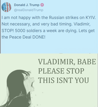 A "political compass":https://knowyourmeme.com/memes/political-compass meme. The meme is about Trump's Truth Social post telling Vladimir Putin to "stop."