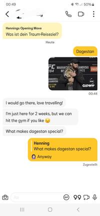 00:49 < Hennings Opening Move Was ist dein Traum-Reiseziel? Heute ena FC MAKHACHE TWO 284 RO 50% : Dagestan KANOVSKI ETT 104 ned KHACHEVY LKANOVSKI FEB 12 SUN ON PPV RAC GIPHY 00:44 I would go there, love travelling! I'm just here for 2 weeks, but we can hit the gym if you like What makes dagestan special? Henning What makes dagestan special? Anyway Aa ||| GIF 99 Zugestellt