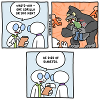 WHO'D WIN - ONE GORILLA OR 100 MEN? HE DIED OF DIABETES. STONETOSS.COM