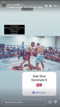 Instagram user @lord_viper6 posted a photo of himself in the boxing ring to participate in the Side Shot Nominate 6 trend in late April 2025. 