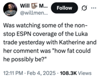 A "tweet":https://knowyourmeme.com/memes/sites/twitter-x about Luka Doncic taking the Dallas Mavericks to the "NBA":https://knowyourmeme.com/memes/cultures/basketball Finals despite being "fat" as what was said in his "trade to the LA Lakers":https://knowyourmeme.com/memes/events/luka-doncic-trade.