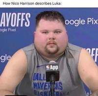 A "meme":https://knowyourmeme.com/memes/memes about Luka Doncic taking the Dallas Mavericks to the "NBA":https://knowyourmeme.com/memes/cultures/basketball Finals despite being "fat" as what was said in his "trade to the LA Lakers":https://knowyourmeme.com/memes/events/luka-doncic-trade.