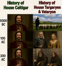 History of House Celtigar 5000 BC គ៩ 100 AC 300 AC History of House Targaryen & Velaryon